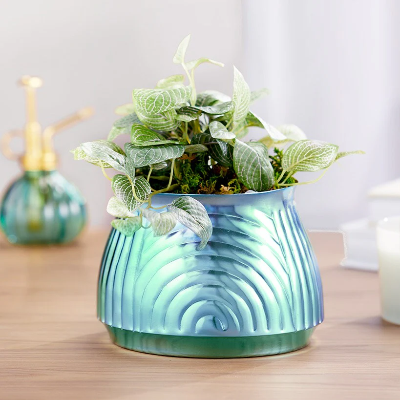 Ribbed Metal Planter - Image 3