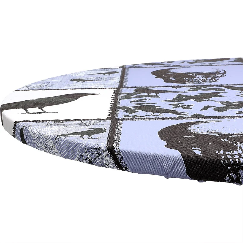 Round Custom Fitted Tablecloth with Flannel Backing Halloween - Image 2