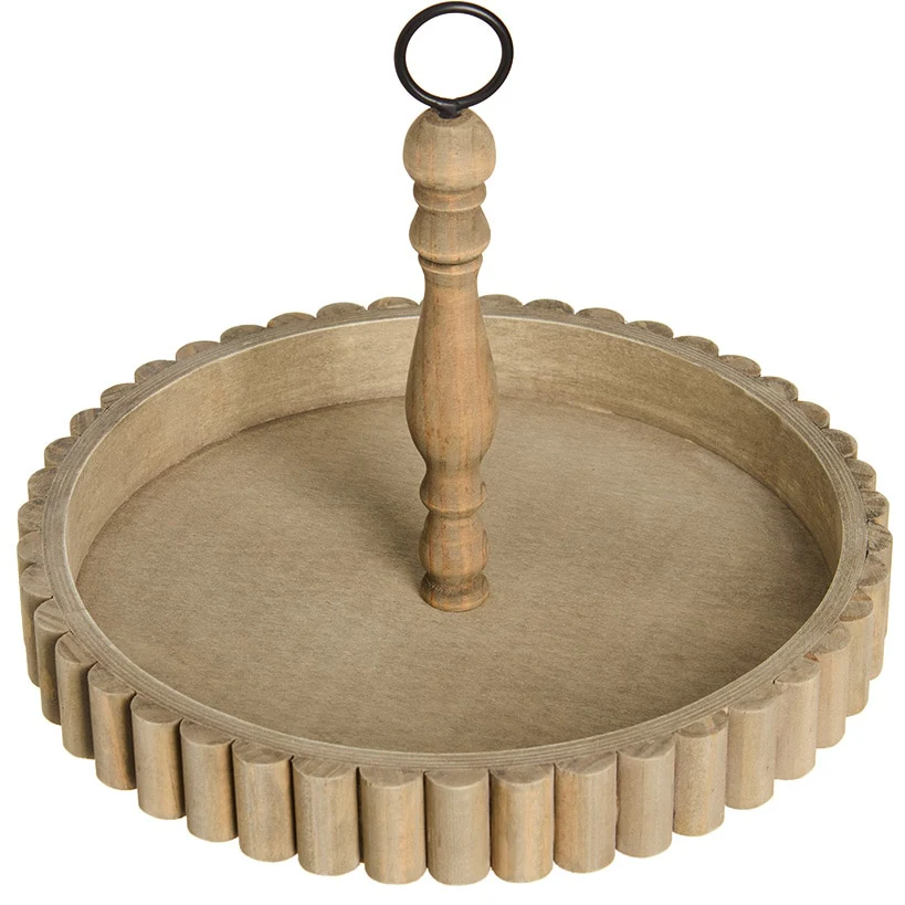 Round Rustic Wood Serving Tray - Image 4