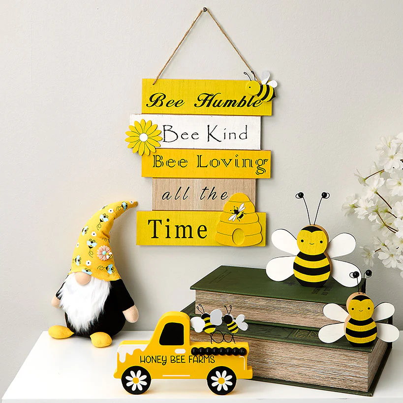 Rustic Bee Wall Sign With Uplifting Messages - Image 2