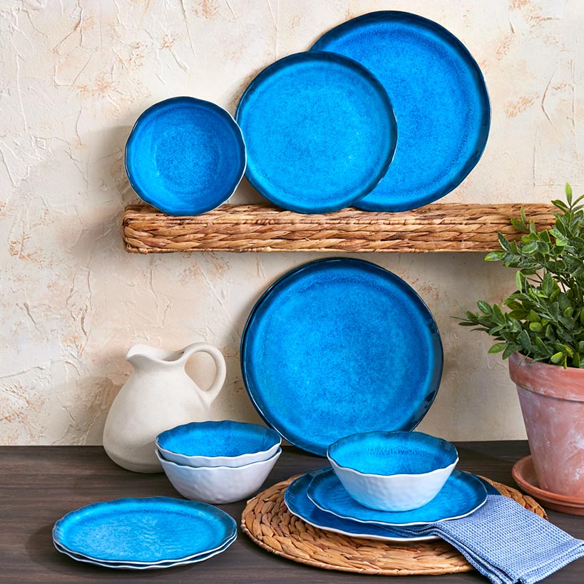 Rustic Melamine Vibrant Dinnerware Set Service for 4 - Image 3
