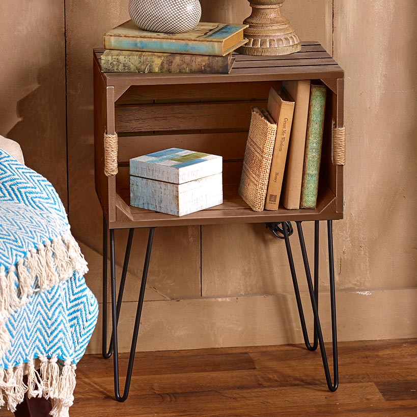 Rustic Wood-Like Crate End Table - Image 4