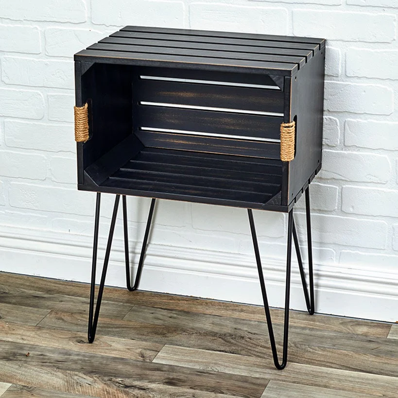 Rustic Wood-Like Crate End Table - Image 8
