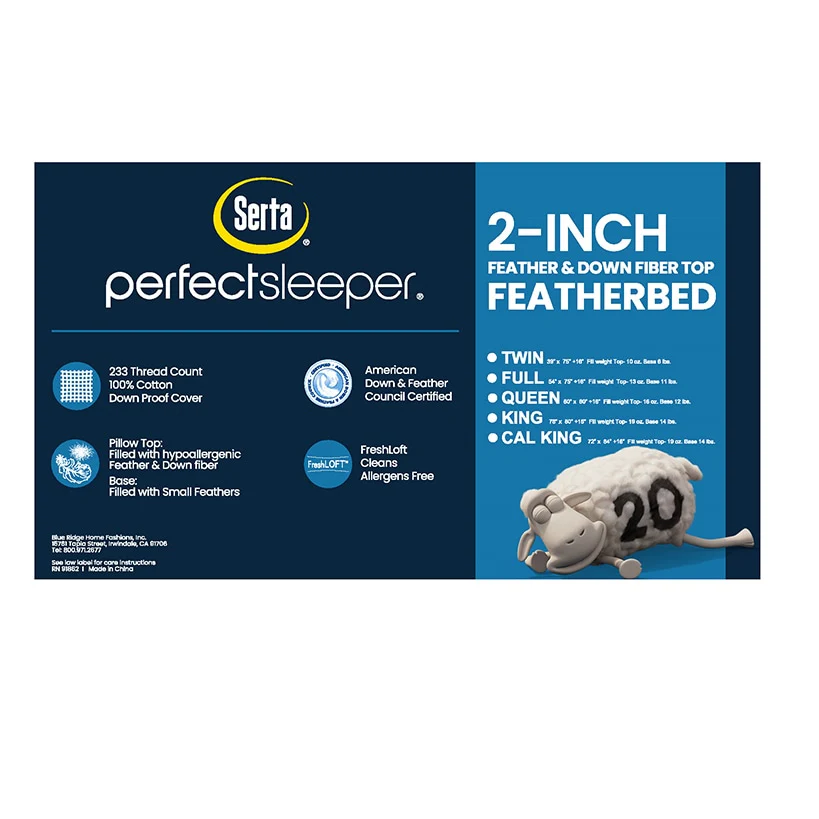 Serta Down Fiber Blend Top Featherbed 2-Inch - Image 4