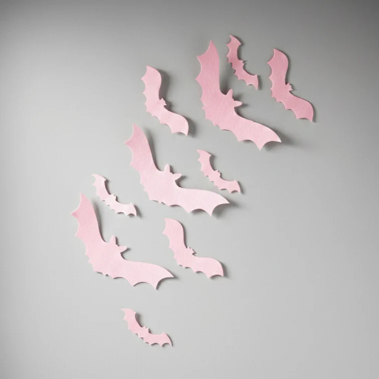 Halloween Pink Bats Set of 10 - Image 2