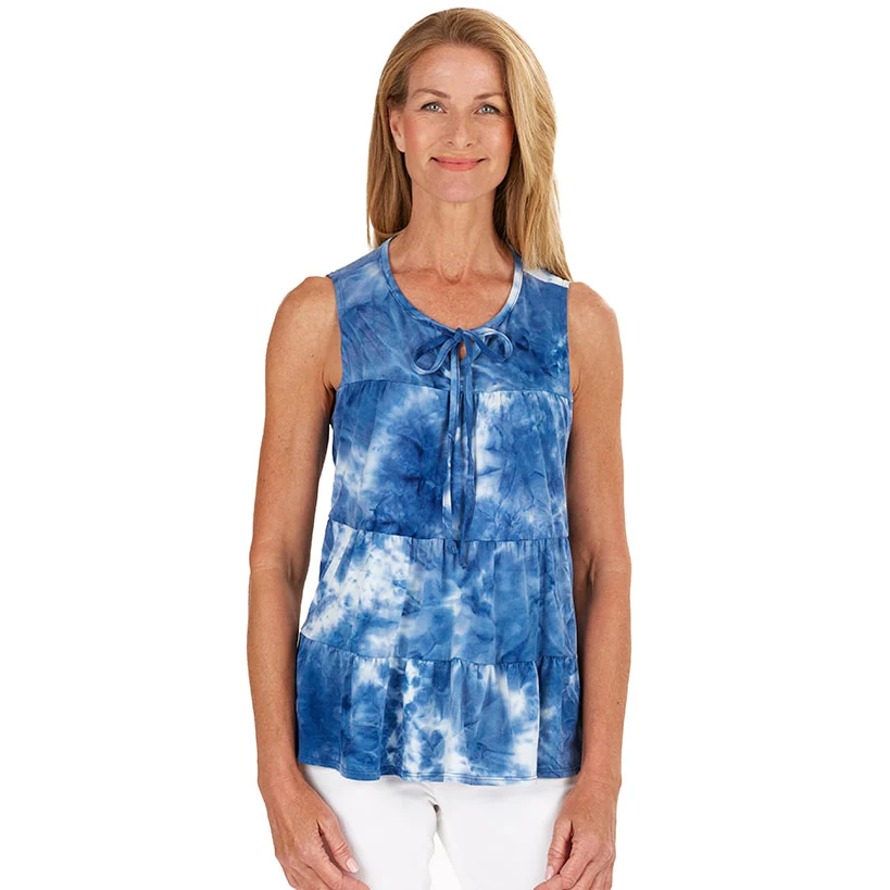 Sleeveless Tie-Dye Tiered Top - Image 8
