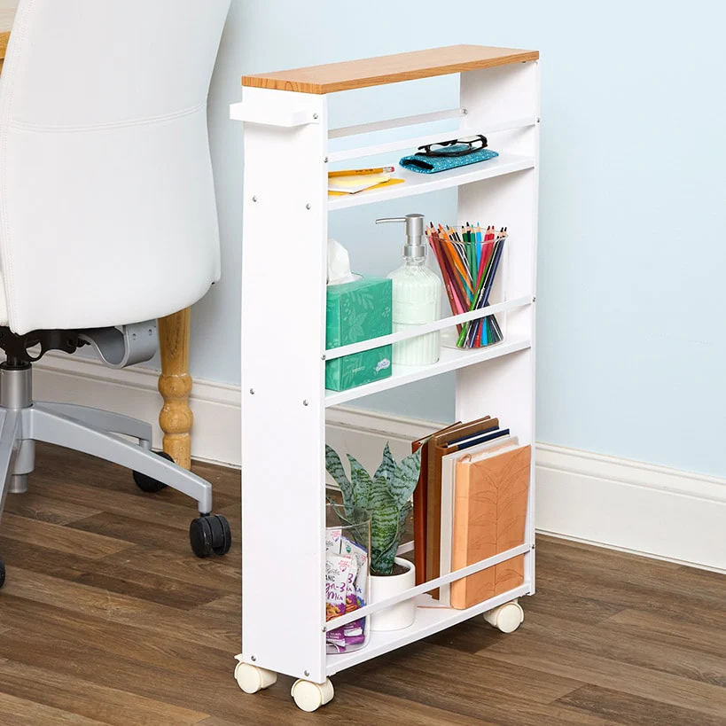 Slim Rolling Storage Cart with Handle 4 Tier - Image 3