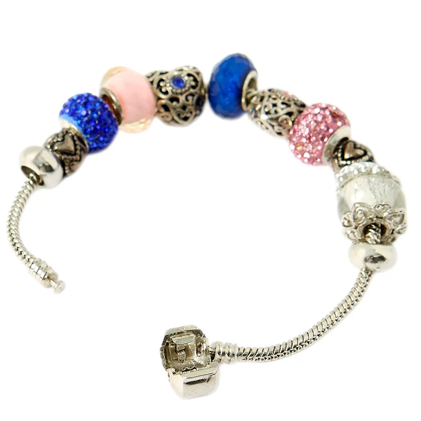 Snake Chain Bracelet with 6 Bead Charms - Image 3