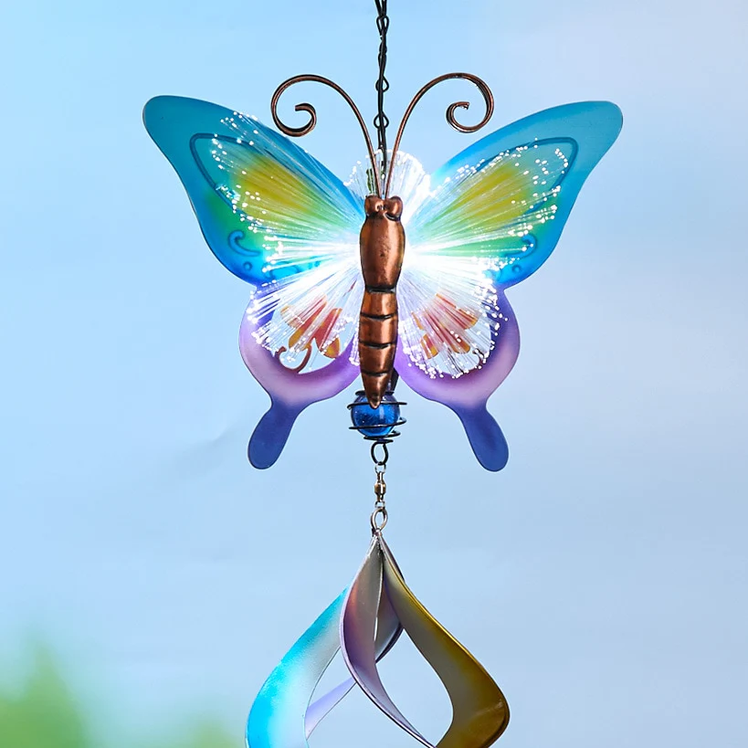 Solar Butterfly Fiber Optic Wind Spinner - Image 2