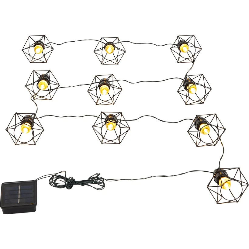Solar Cafe Lights with Metal Cage Covers 10-LED String - Image 7
