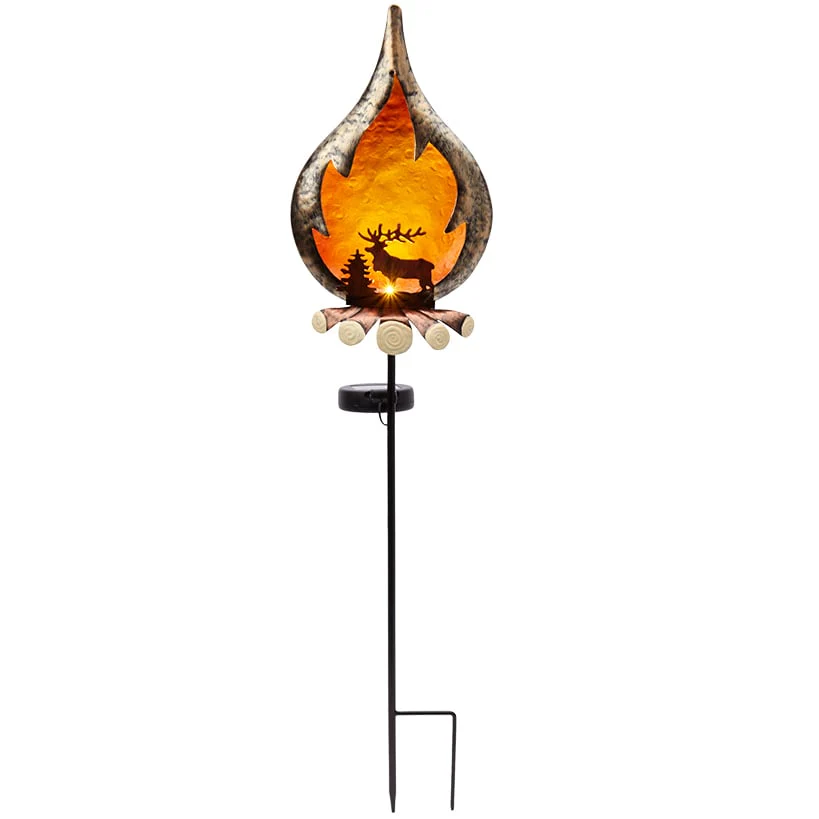 Solar Campfire With Elk Silhouette Stake - Image 3