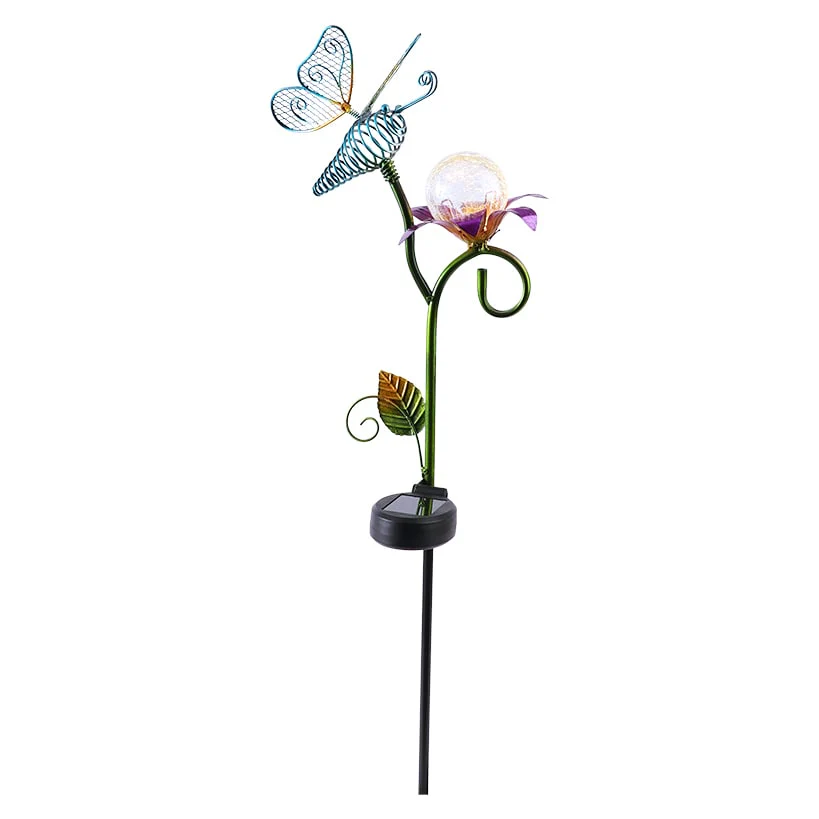 Solar Garden Flower Stake with Butterfly - Image 2