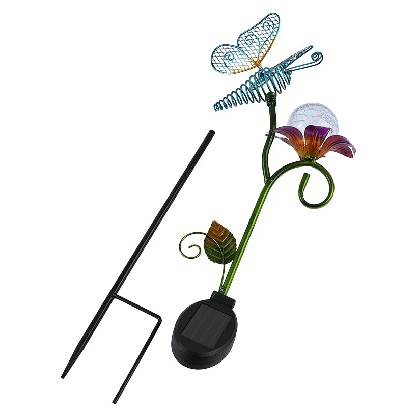 Solar Garden Flower Stake with Butterfly - Image 3