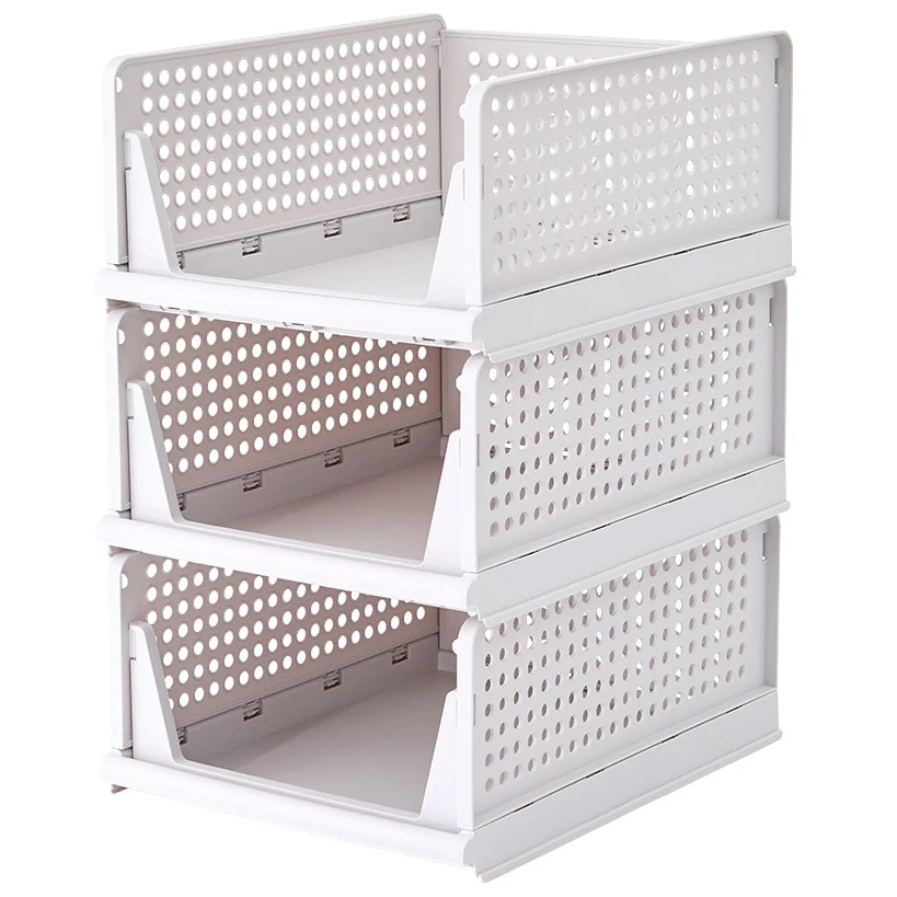 Stackable & Foldable Storage Closet Basket Organizers - 3-Pk. - Image 3