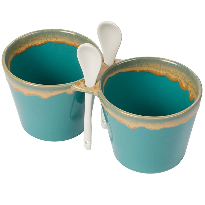 Stoneware Double Bowl with Spoon - Image 5