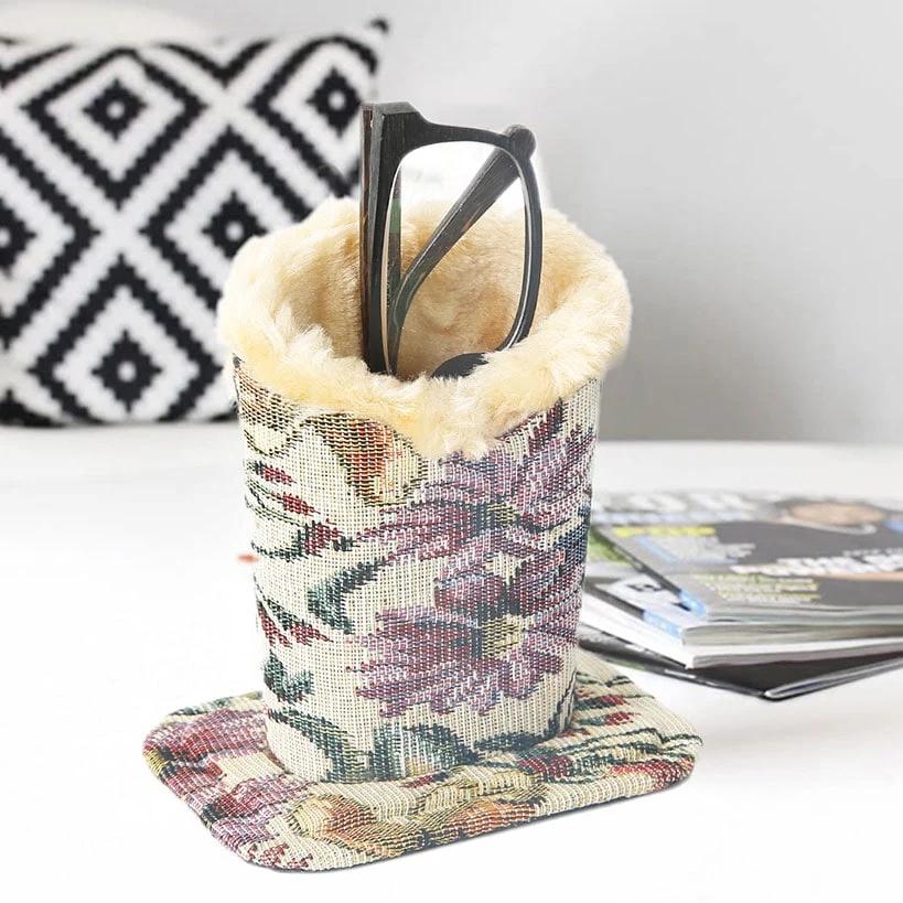 Stylish Eyeglass Holder Floral Plush Lined Case - Image 2