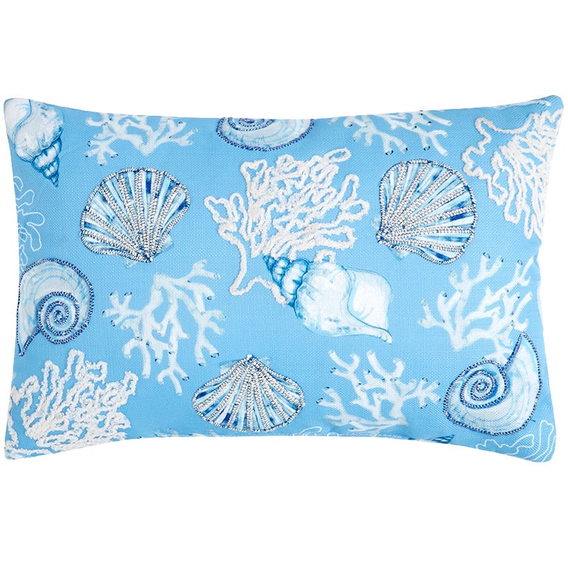Summer Beach Themed Embroidered Decorative Pillow - Image 4