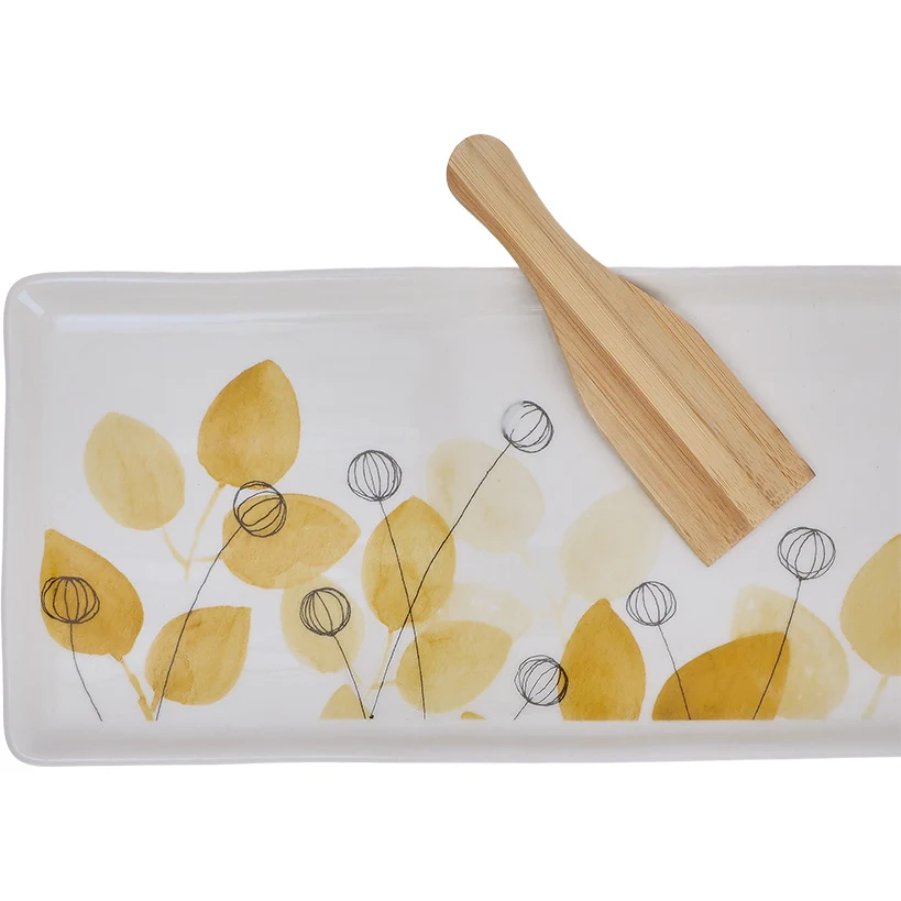 Summer Floral Appetizer Tray with Spatula - Image 3