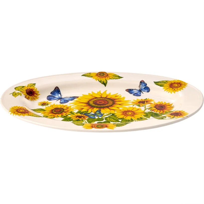 Sunflower and Butterfly 13" Ceramic Serving Platter - Image 2