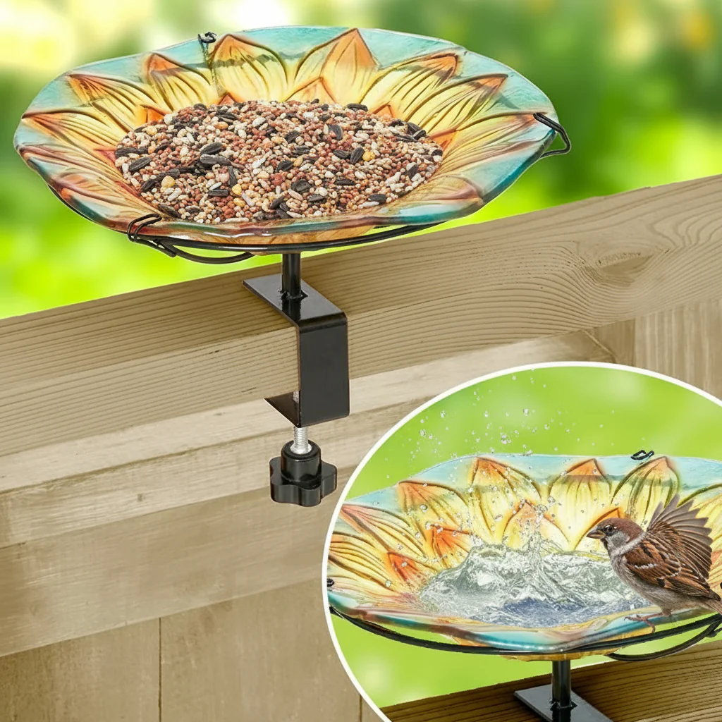 Sunflower Birdbath Or Feeder - Deck Mounted - Image 2
