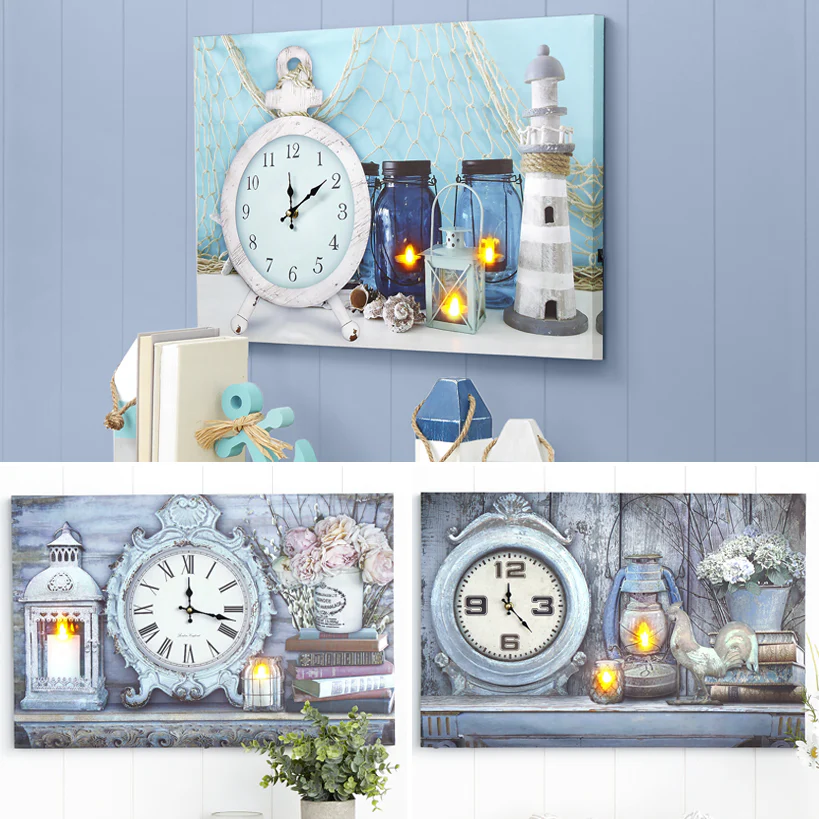 Themed Lighted Clock Wall Art
