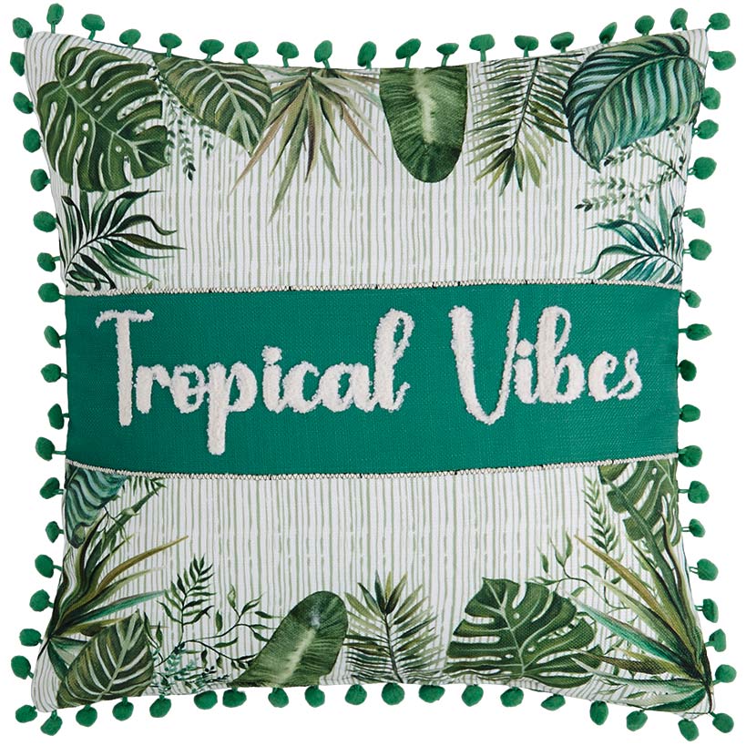Tropical Embroidered Decorative Pillow - Image 2