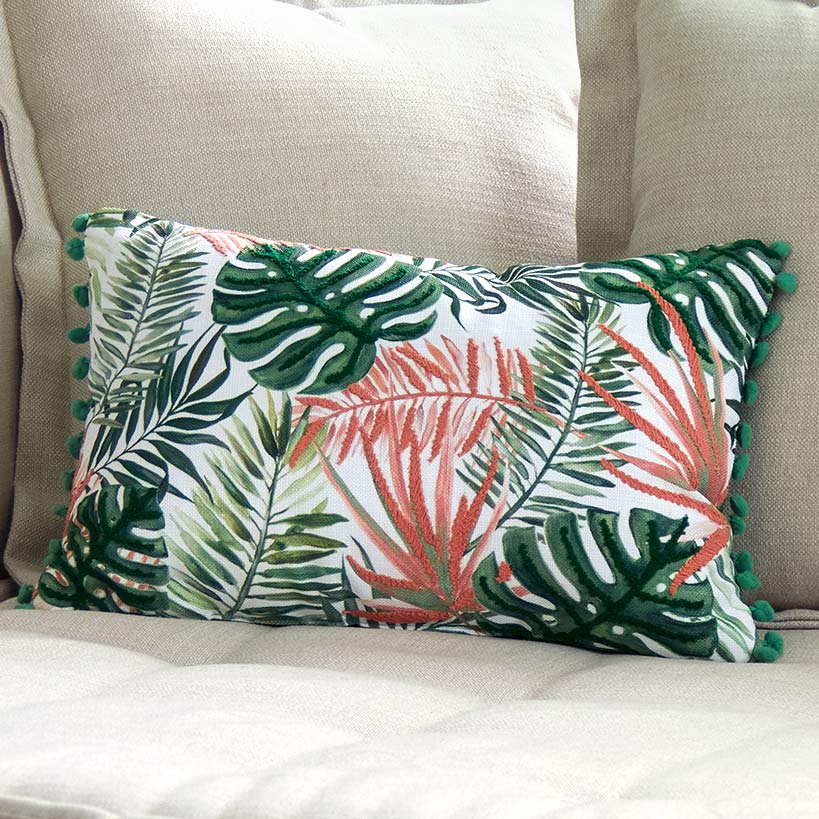 Tropical Embroidered Decorative Pillow - Image 4