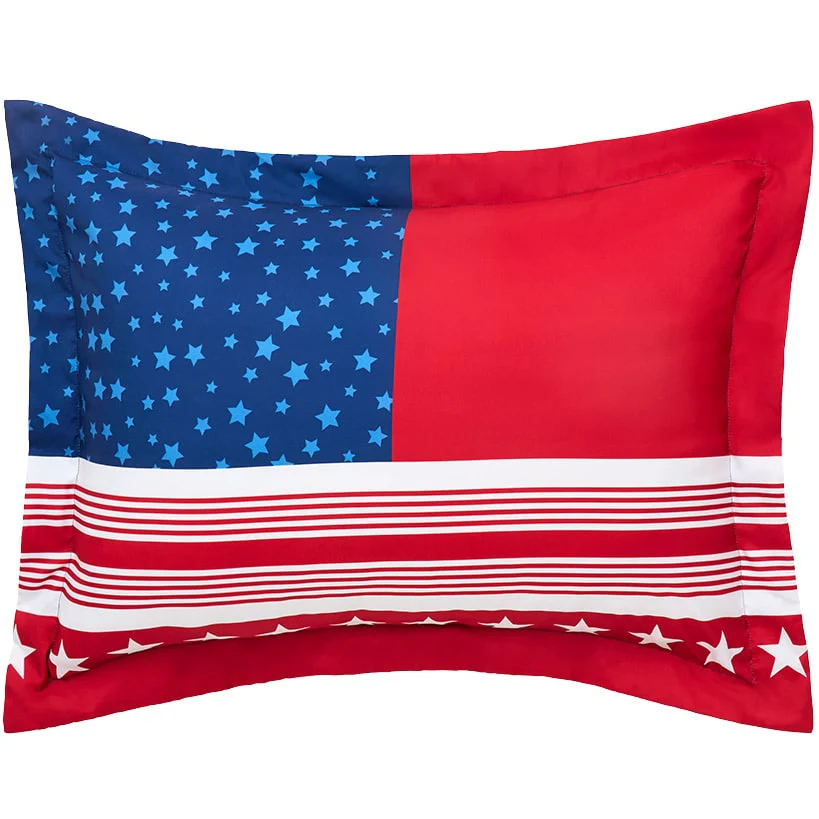 USA Stripe Comforter Set with 2 Shams King Queen - Image 2