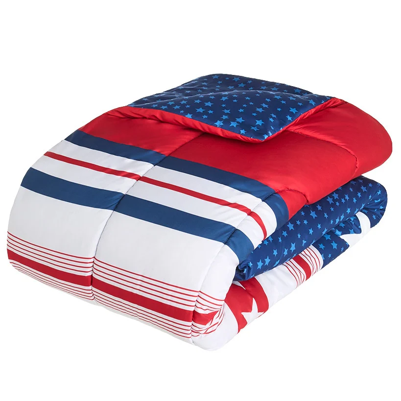 USA Stripe Comforter Set with 2 Shams King Queen - Image 3