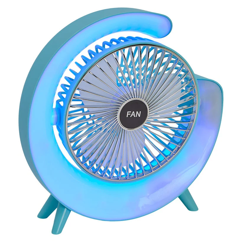 USB Rechargeable Desktop Fan With LED Lights - Image 3