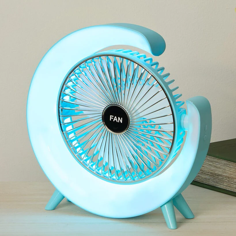 USB Rechargeable Desktop Fan With LED Lights - Image 5