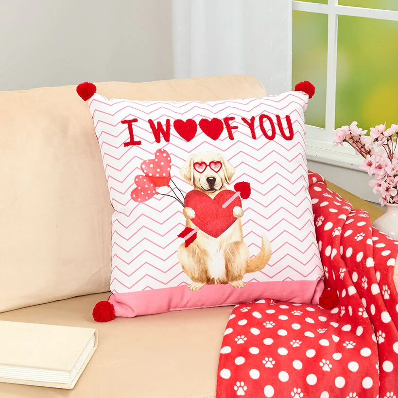 Valentine's Day Embroidered Decorative Pillow