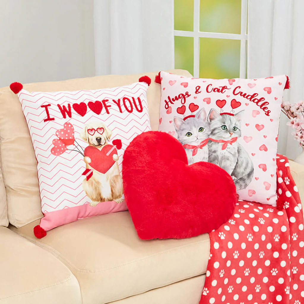 Valentine's Day Embroidered Decorative Pillow - Image 3