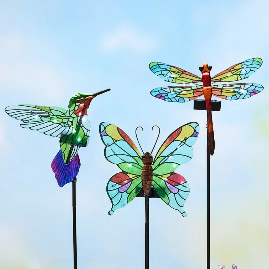 Vibrant Solar Glass Garden Stake - Image 3