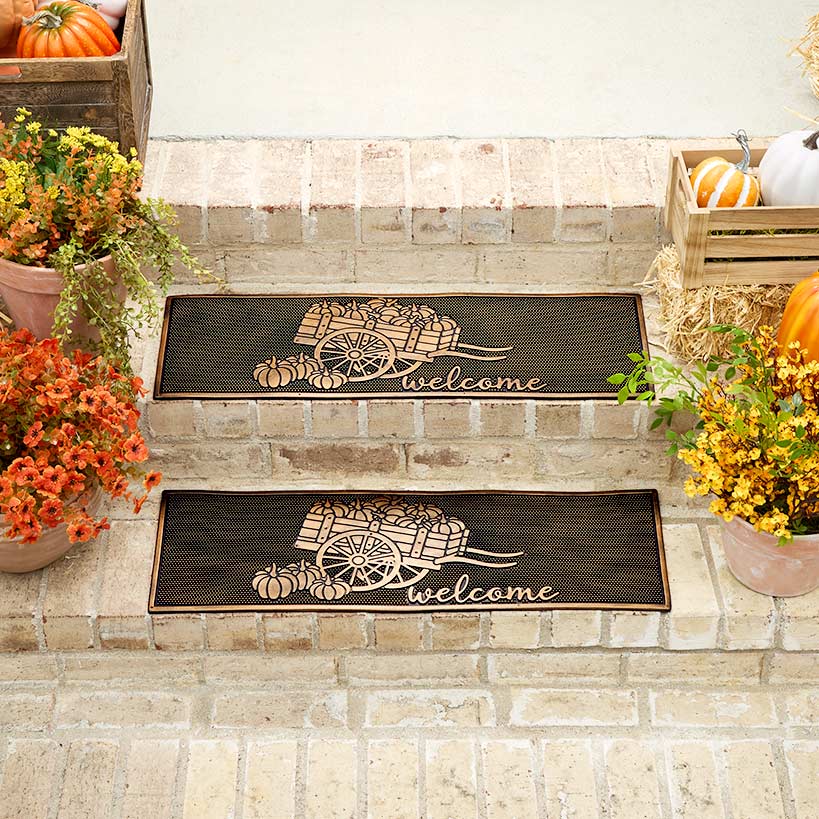 Welcome Garden Wagon Rubber Doormat or Set of 2 Rubber Stair Treads - Image 3