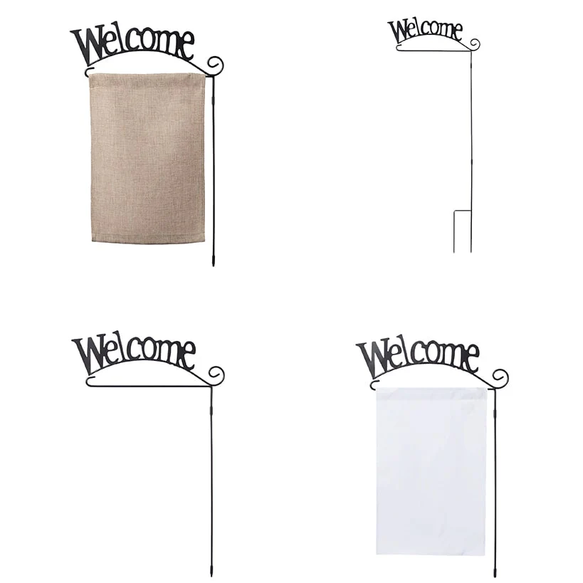 Welcome Wrought Iron Garden Flag Stand - Image 2