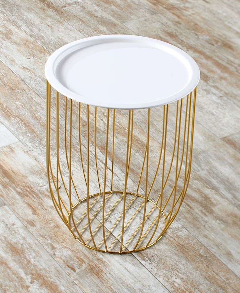 Wire Storage Side Table with Removable Tabletop - Image 2