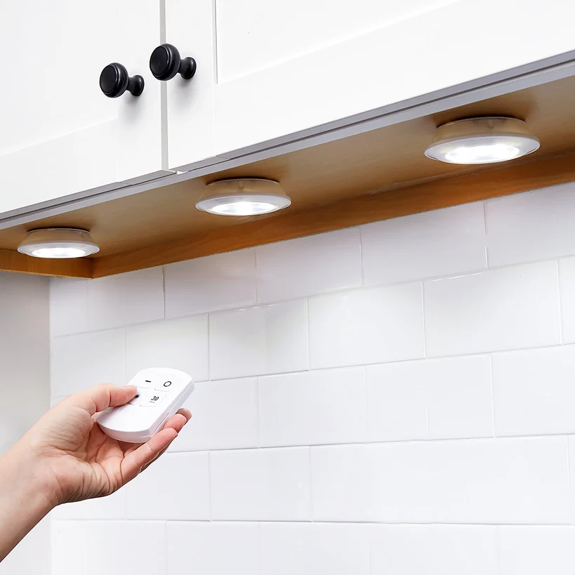 Wireless LED Puck Lights - Versatile, Battery Operated, 6 Pc with Remote