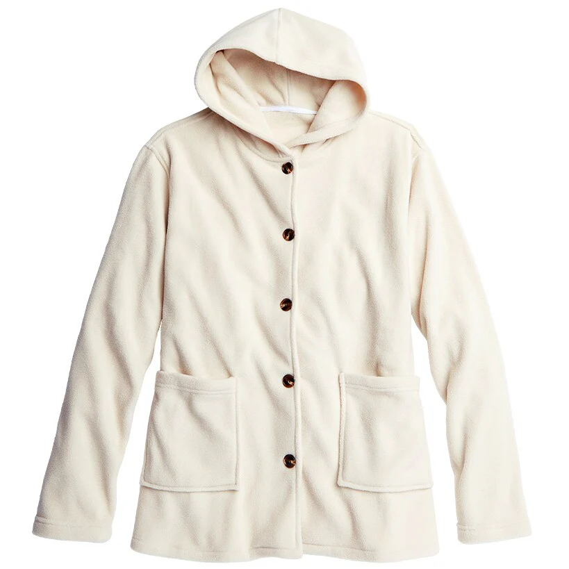 Women's Button-Up Fleece Jacket with Hood - Image 4