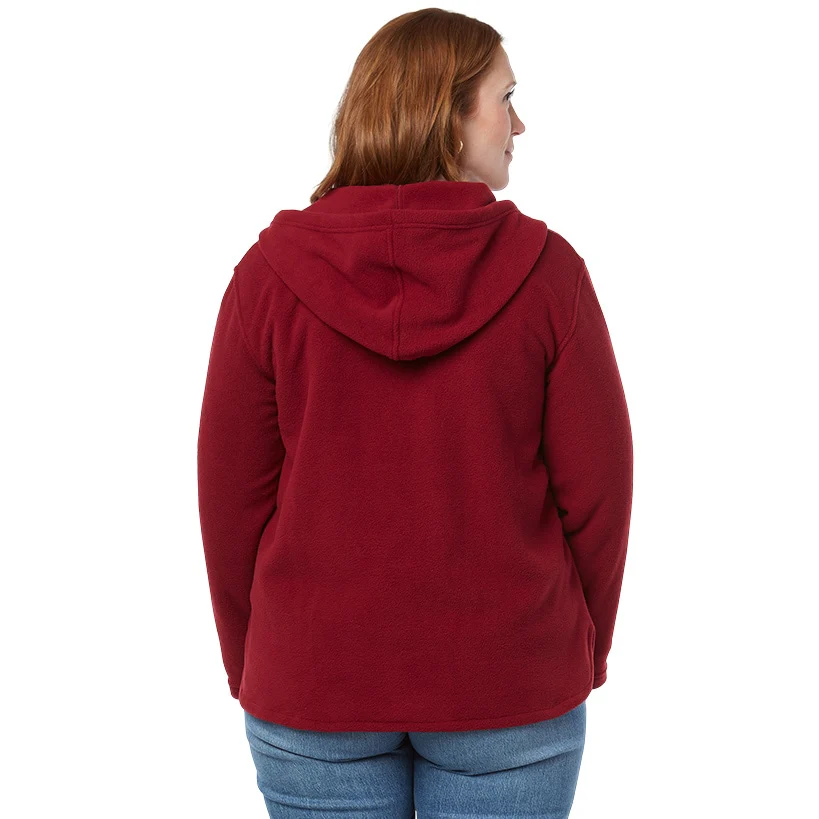 Women's Button-Up Fleece Jacket with Hood - Image 6