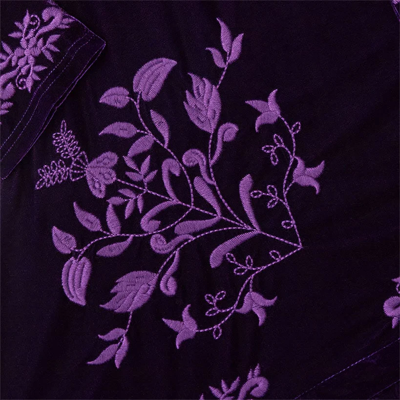 Women's Embroidered Velvet Open Front Cardigan - Image 23