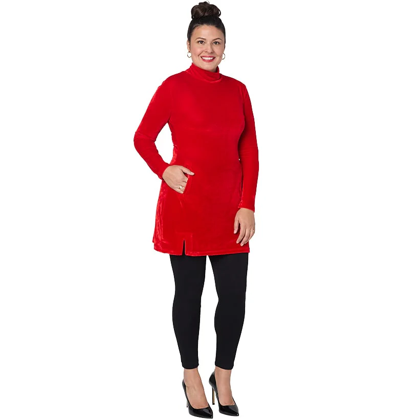 Women's Velour Long Tunic with Turtleneck - Image 6