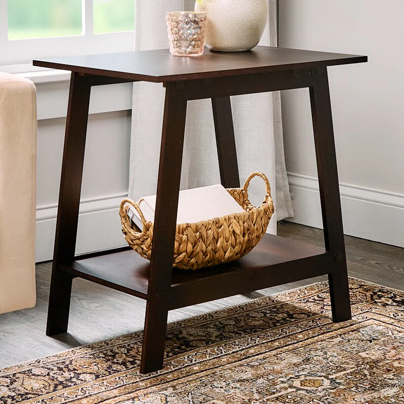 Wood Rectangular 2-Tier Accent Side Table - Image 3